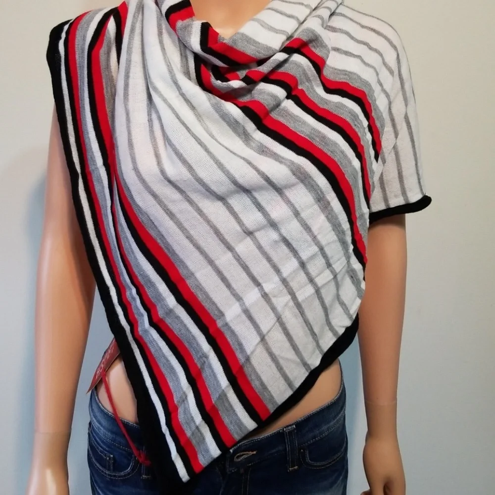 Vince Camuto Black Stripe Knit Scarf/Bandana NWT